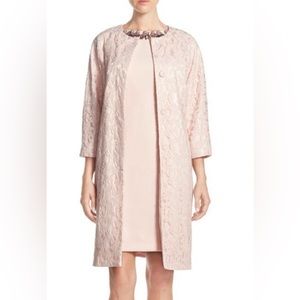 ADRIANNA PAPELL EMBELLISHED WOVEN LACE TOPPER DRESS
